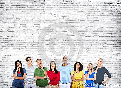 Diverse Ethnicity People Thinking Looking Ideas Concept Stock Photo