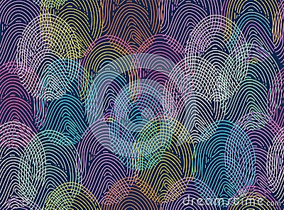 Diverse fingerprint concept, data security metaphor. Vector. Vector Illustration