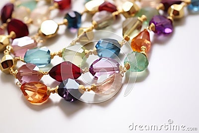 diverse gemstones interlinked in a single chain necklace Stock Photo