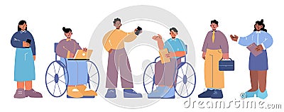 Diverse group business people team with disabled Vector Illustration