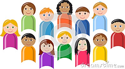 Diverse Group of Children/eps Vector Illustration