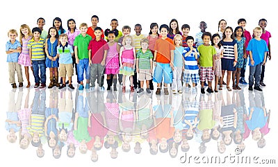 Diverse Group of Children Studio Shot Stock Photo