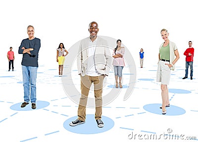 Diverse Group of People Standing Individual Concept Stock Photo