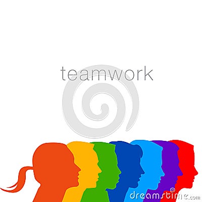 A diverse group of people in this teamwork graphic Vector Illustration