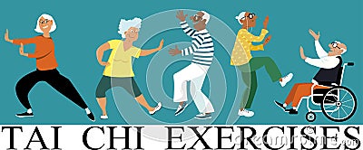 Tai Chi Exercises Vector Illustration