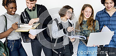 Diverse group of teenagers shoot Stock Photo