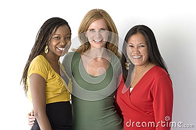 Diverse group of women isolated on white. Stock Photo