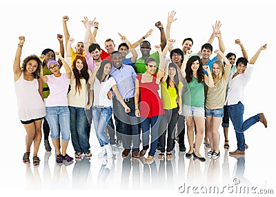 Diverse Group of Young People Celebrating Stock Photo