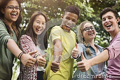 Diverse Group Young People Thumb Up Concept Stock Photo