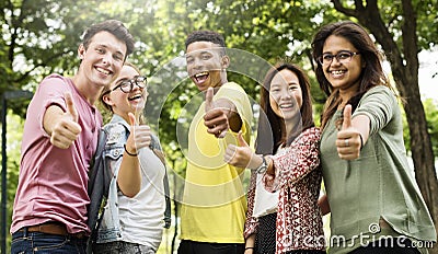 Diverse Group Young People Thumb Up Concept Stock Photo