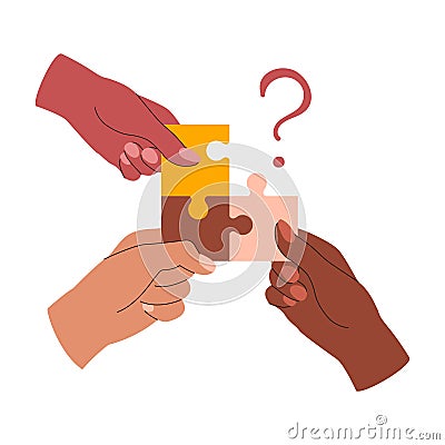 Diverse hands making puzzle vector illustration isolated Vector Illustration