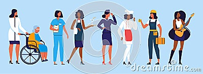 Diverse International and Interracial Women Group Vector Illustration