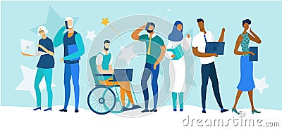Diverse Multiracial and Multicultural People in Raw Vector Illustration