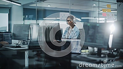 Diverse Office: Indian IT Programmer Working on Computer. Female Specialist Creating Innovative Stock Photo