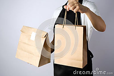 Diverse of paper containers for takeaway food Stock Photo