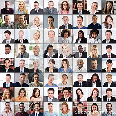 Diverse People Avatar Headshot. Faces Collage Stock Photo