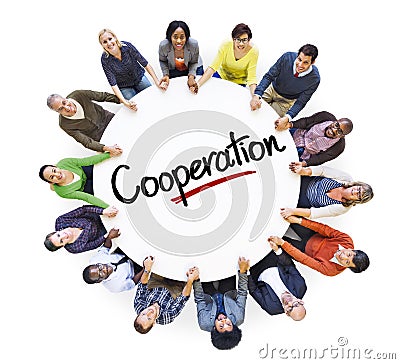 Diverse People in a Circle with Cooperation Concept Stock Photo