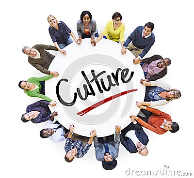 Diverse People in a Circle with Culture Concepts Stock Photo