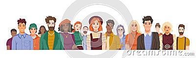 Diverse people in crowd, portraits of mob vector Vector Illustration