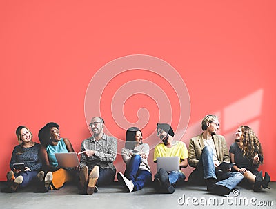 Diverse People Friendship Digital Device Copy Space Concept Stock Photo