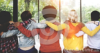 Diverse People Friendship Togetherness Connection Rear Concept Stock Photo