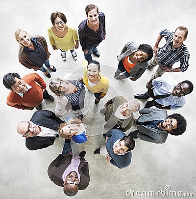 Diverse People Friendship Togetherness Happiness Aerial View Con Stock Photo