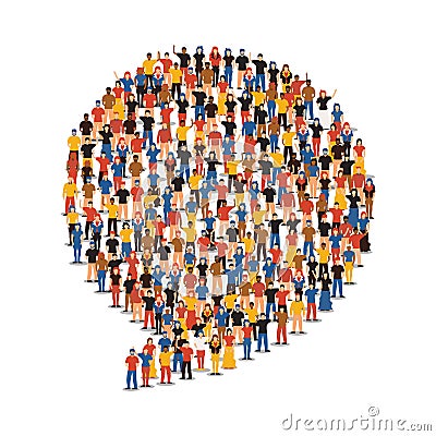 Diverse people group in social chat bubble shape Vector Illustration