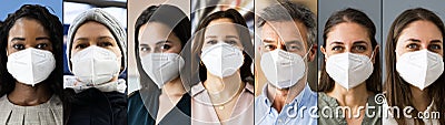 Diverse People Group Wearing FFP2 Face Mask Stock Photo