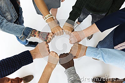 Diverse People Hands Fists Together Partnership Stock Photo