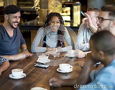 Diverse People Hang Out Coffee Cafe Friendship Stock Photo