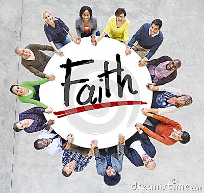 Diverse People Holding Hands Faith Concept Stock Photo