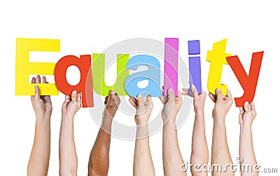 Diverse People Holding Word Equality Stock Photo