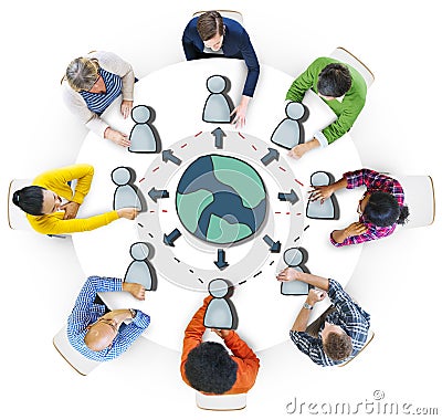 Diverse People in a Meeting About Globalisation Stock Photo