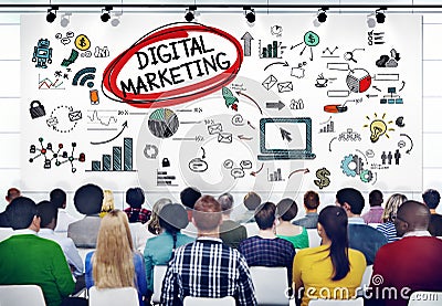 Diverse People in a Seminar About Digital Marketing Stock Photo