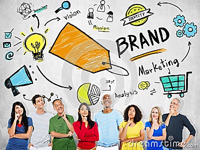 Diverse People Thinking Planning Marketing Brand Concept Stock Photo