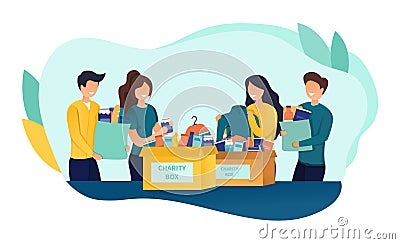 Diverse people Volunteering for Charitable work Vector Illustration