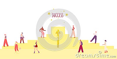 Diverse People Walking Metaphor Success Poster Vector Illustration