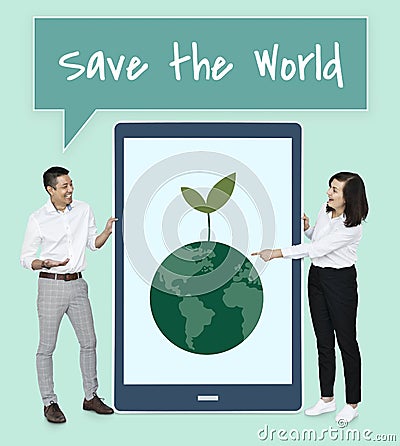 Diverse people wanting to save the world Stock Photo