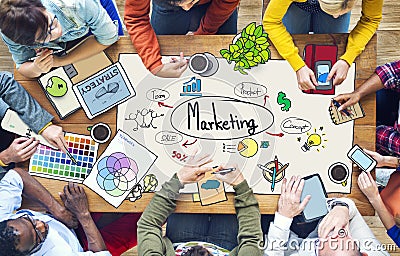 Diverse People Working and Marketing Concepts Stock Photo