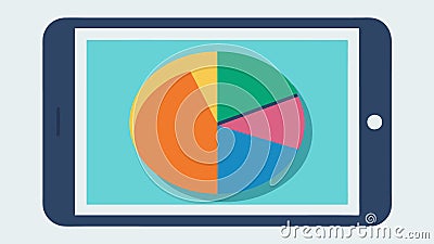 Diverse Portfolio A pie chart on a tablet showing various colorful slices representing different investment sectors like Vector Illustration