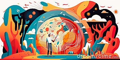 Diverse thinking and different points of view of cognition with doubts in the mind Generative AI Stock Photo