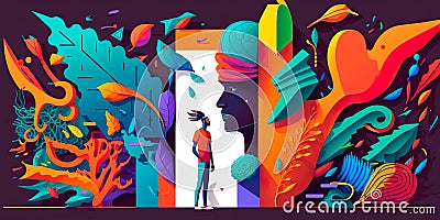 Diverse thinking and different points of view of cognition with doubts in the mind Generative AI Stock Photo