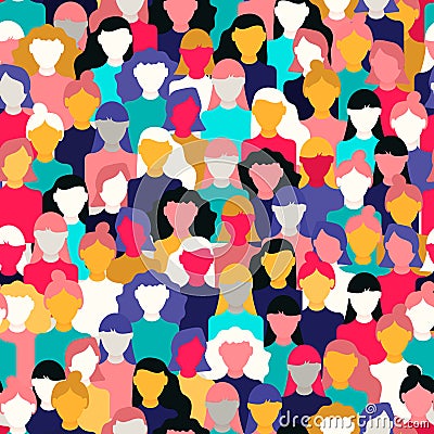 Diverse woman crowd pattern for women`s day Vector Illustration