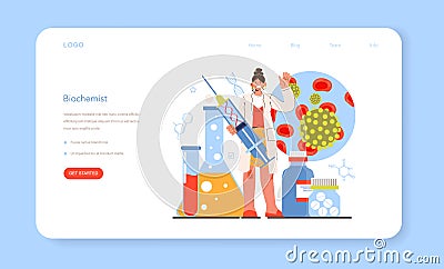 Diverse women in science web banner or landing page. Female character Vector Illustration