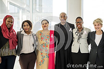 Diverse Women Together Partnership Ribbon Stock Photo