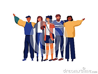 Diverse young people group of friends Vector Illustration