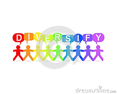 Diversify Paper People Speech Rainbow Vector Illustration