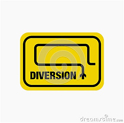 Diversion ahead vector icon. Diversion typography plats Vector Illustration