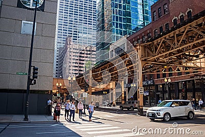 Diversity on Chicago Loop corner of Franklin & Lake Editorial Stock Photo