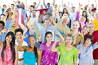 Diversity Community Celebrate Cheering Crowd Concept Stock Photo